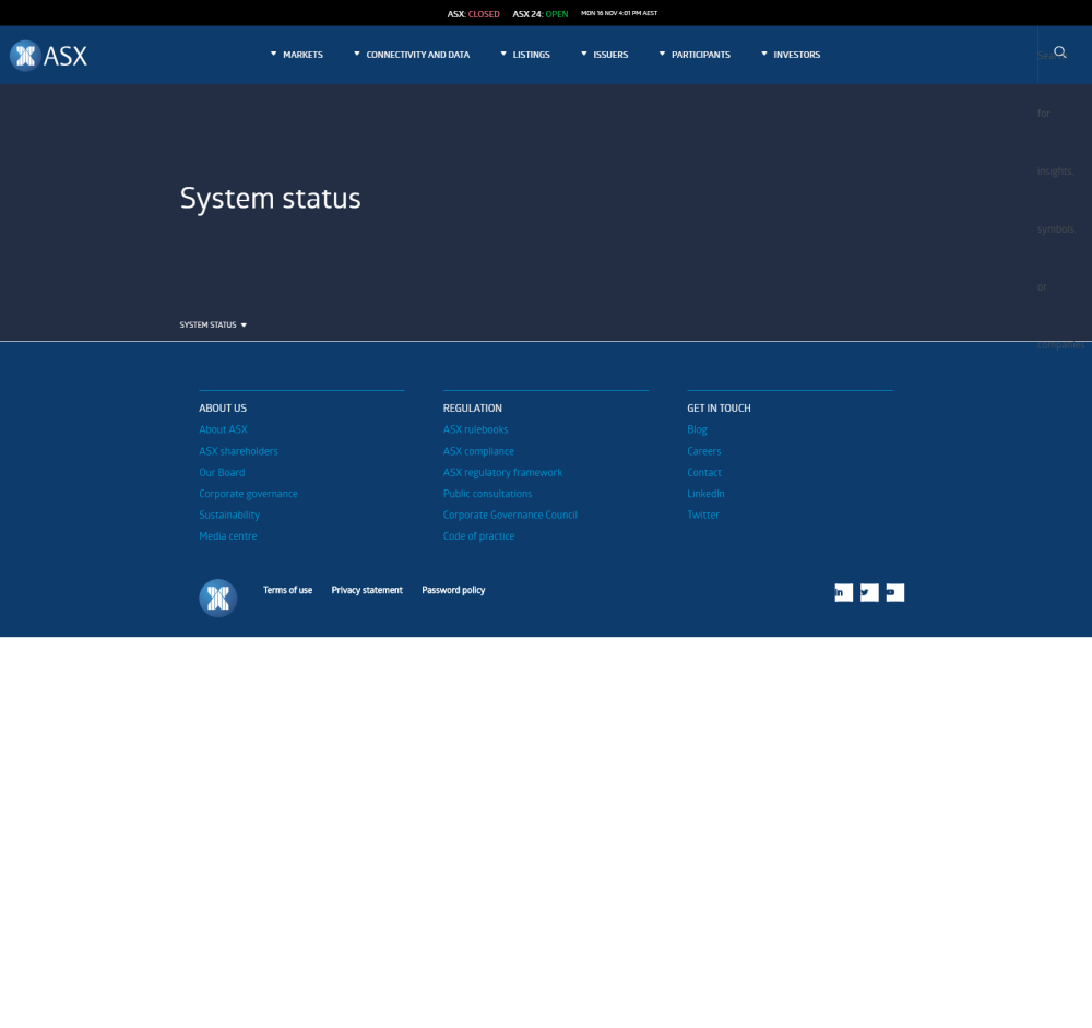 ASX System Status